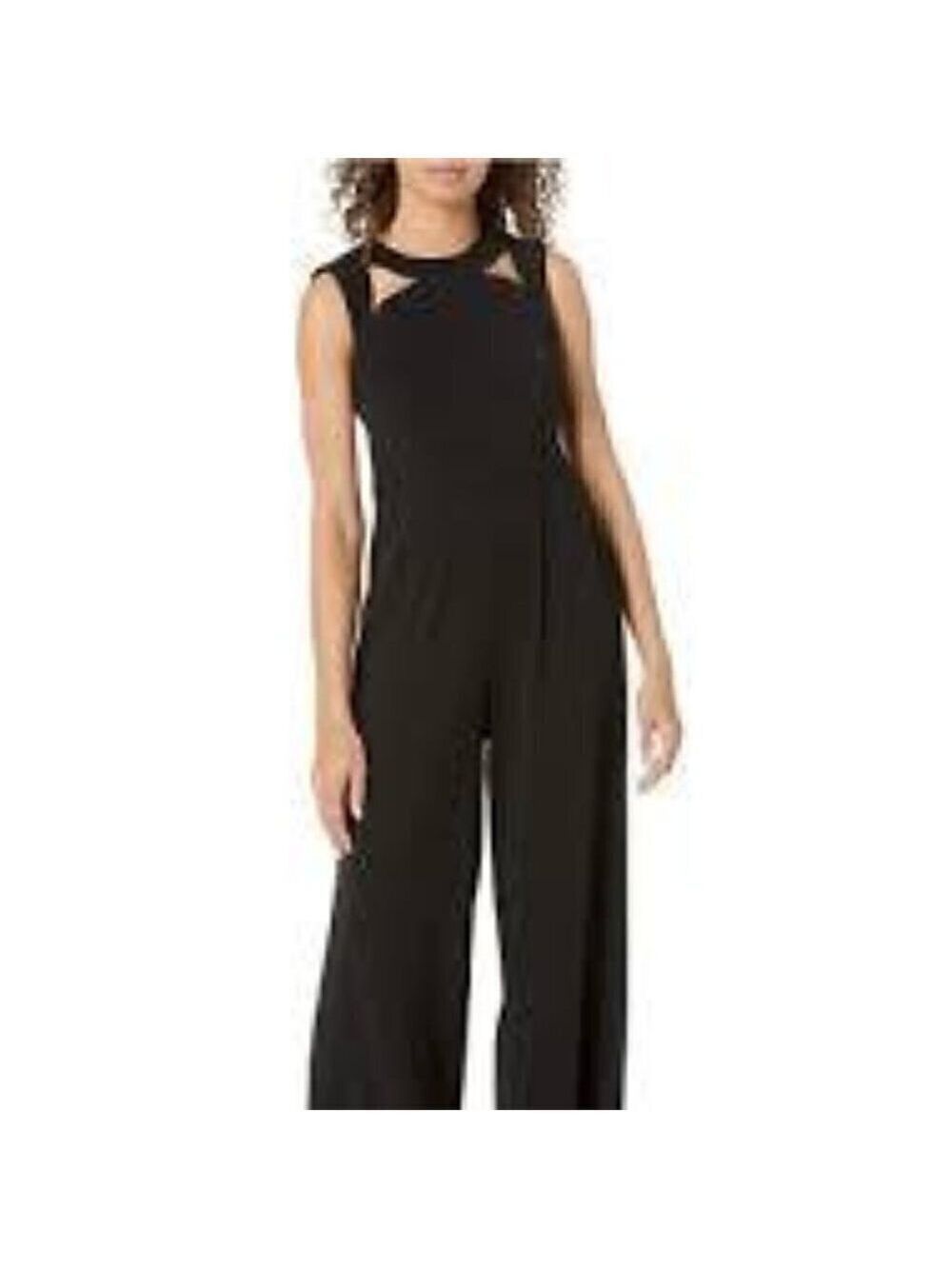Calvin Klein Black Sleeveless Jumpsuit With Cut Outs & Front Pockets Size 4